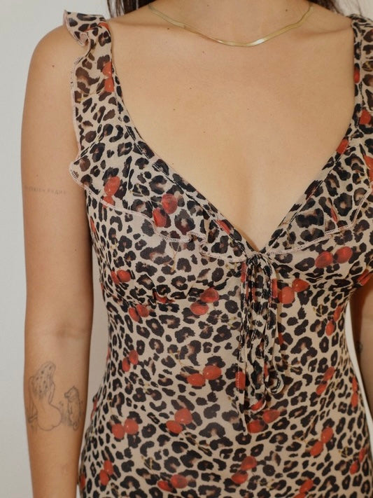 LEOPARD CHERRY MAXI DRESS