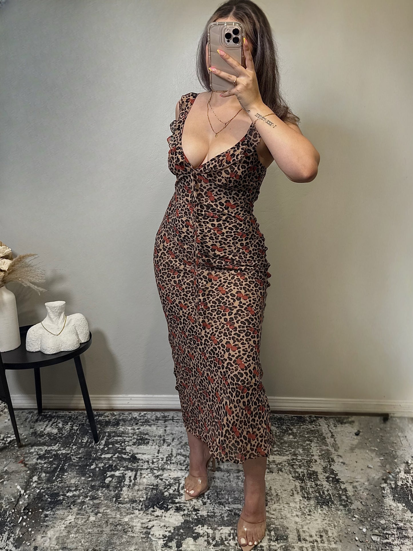 LEOPARD CHERRY MAXI DRESS