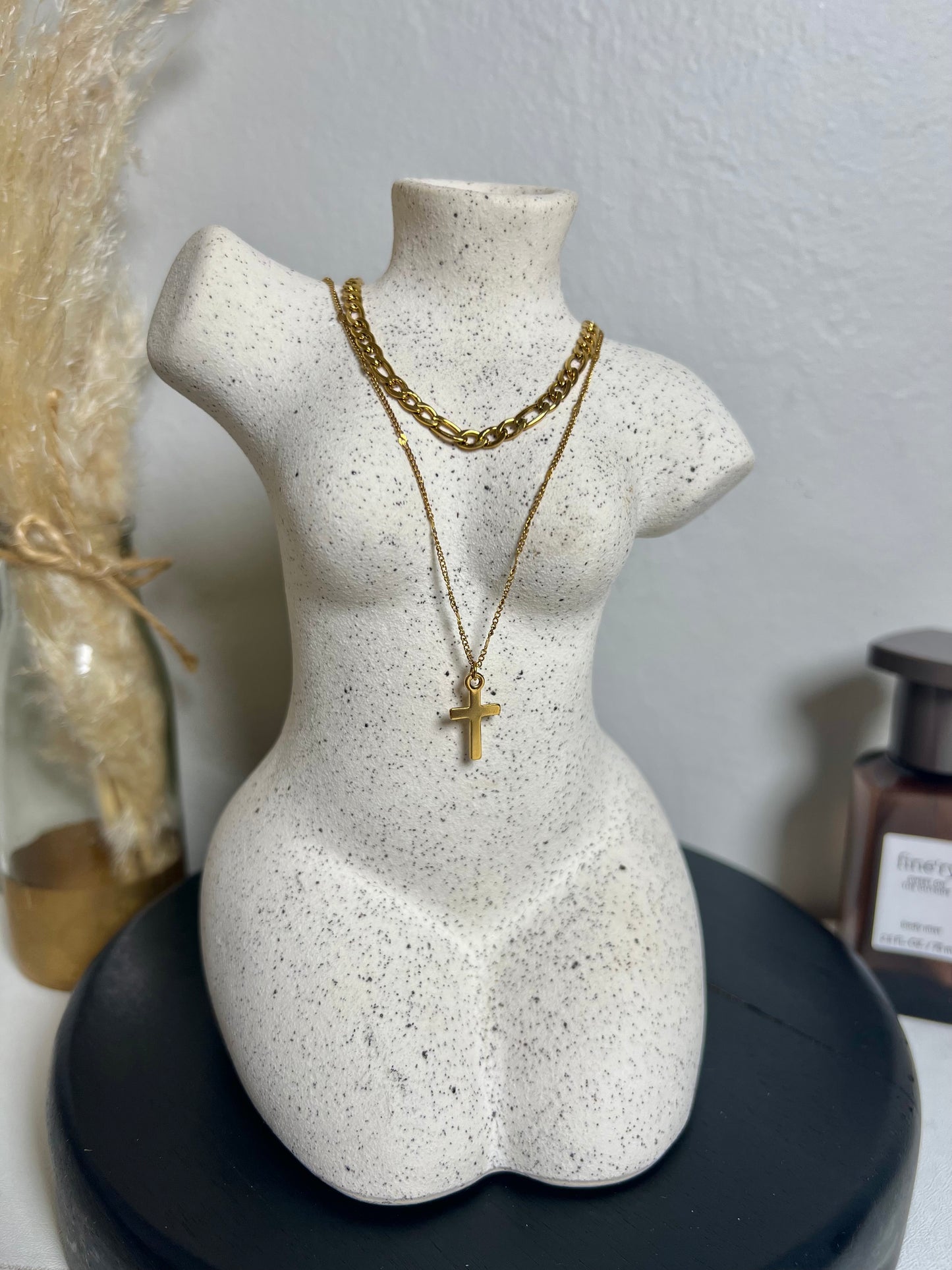 DOUBLE LAYER CROSS NECKLACE
