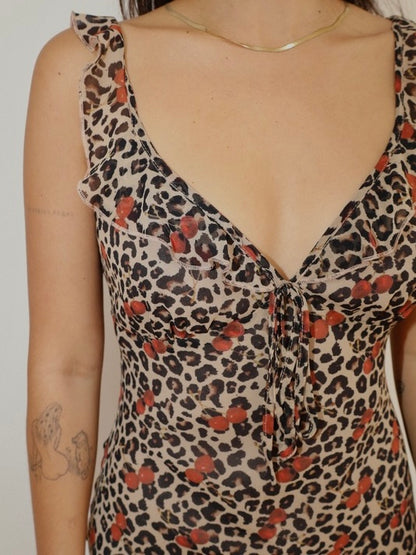 LEOPARD CHERRY MAXI DRESS