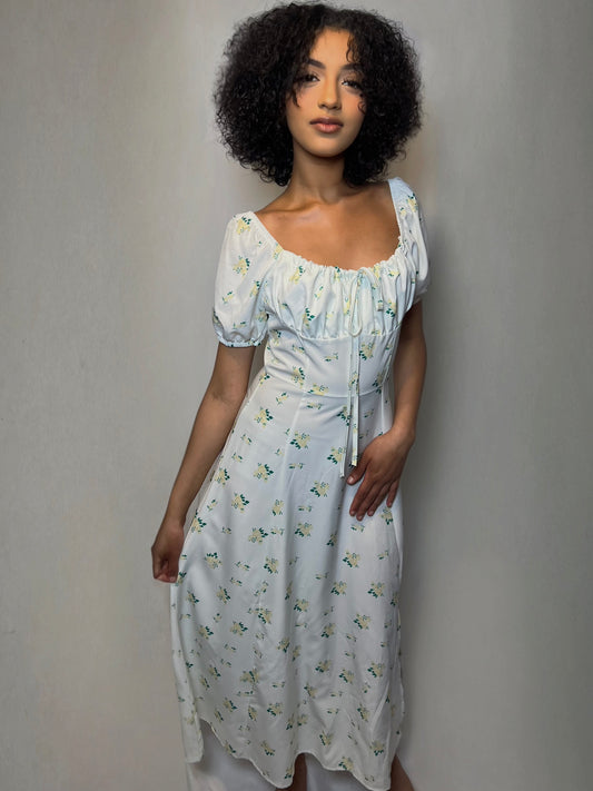 FLOR MAXI DRESS- WHITE/GRENN