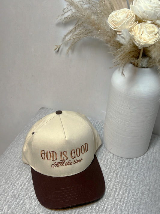 GOD IS GOOD HAT-BROWN
