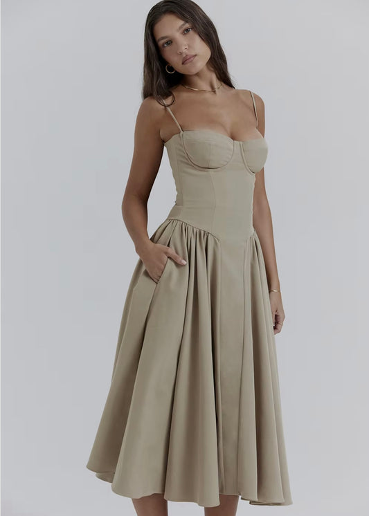 STELLA MAXI DRESS- BEIGE