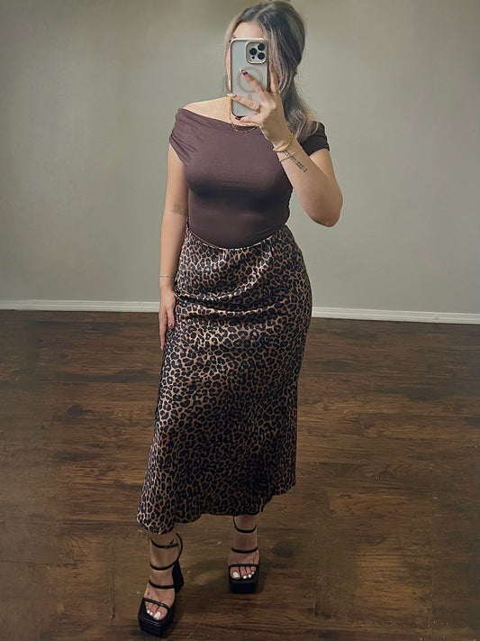 NATALIA LEOPARD SILK MAXI SKIRT