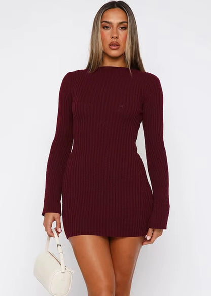 SANDRA DRESS- BURGUNDY