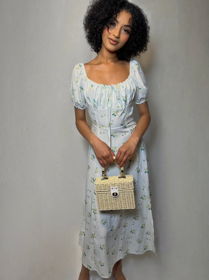 FLOR MAXI DRESS- WHITE/GRENN