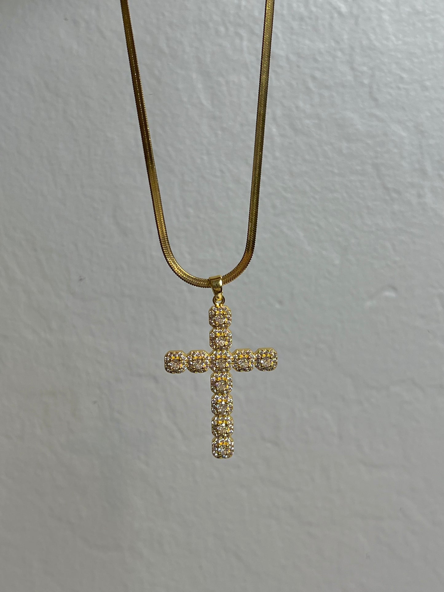 HERRINGBONE CROSS NECKLACE