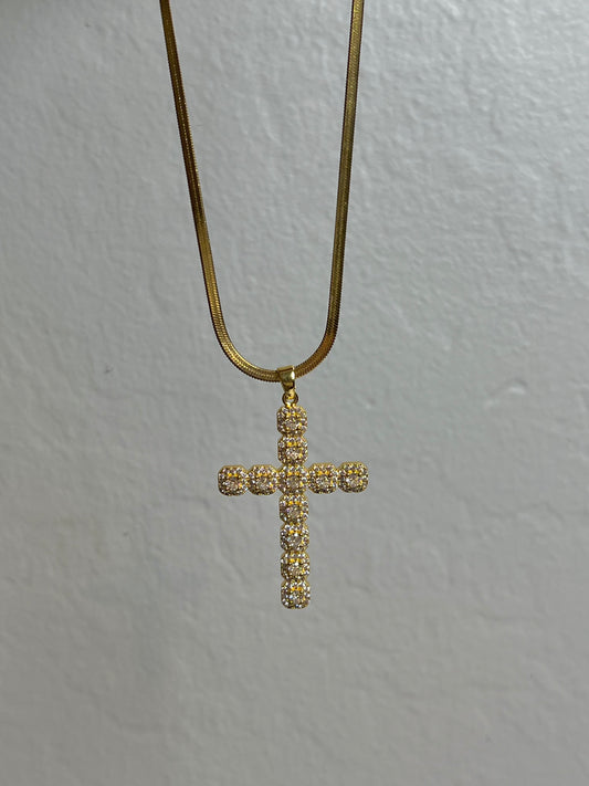 HERRINGBONE CROSS NECKLACE