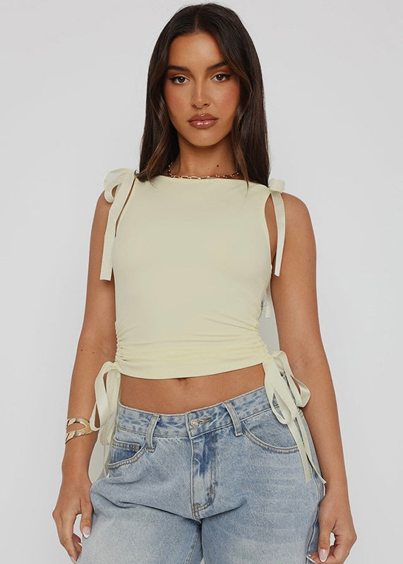 JENEVIEVE LACE TOP- YELLOW