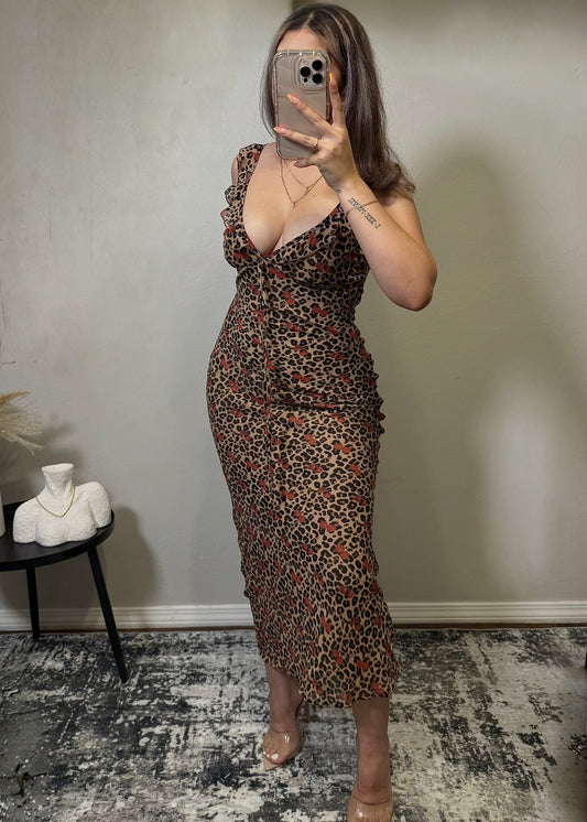 LEOPARD CHERRY MAXI DRESS