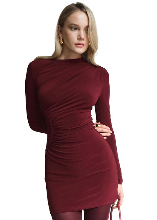 EVETTE DRESS- BURGUNDY